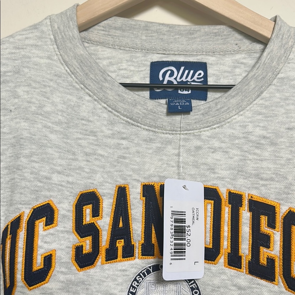 UC San Diego Tritons Blue 84 Gray Crewneck Sweatshirt Size Large New With Tags - Picture 3 of 11